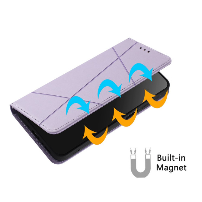 Housse Samsung Galaxy A37 Lignes Gravées Portefeuille Support Dragonne