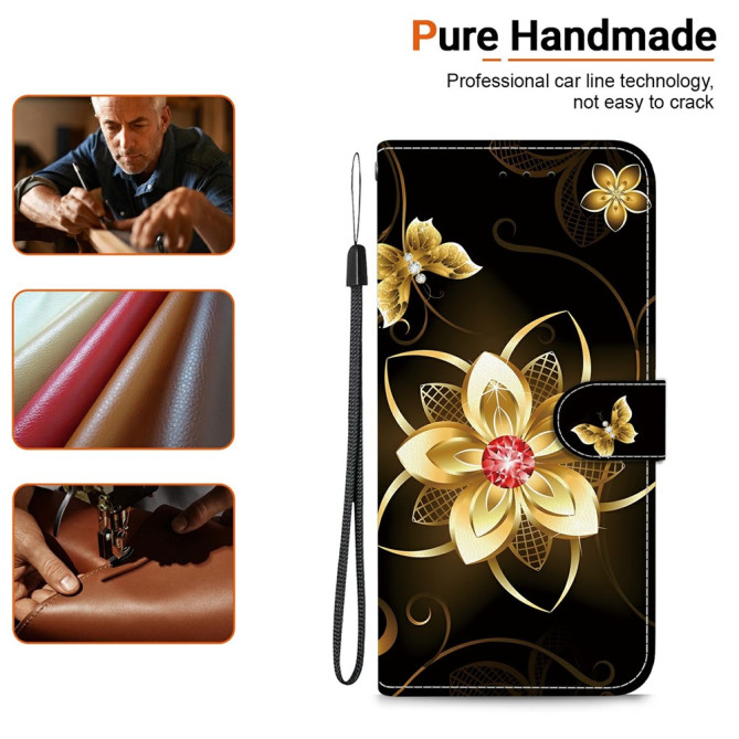 Housse Samsung Galaxy A37 Golden Flower avec Dragonne