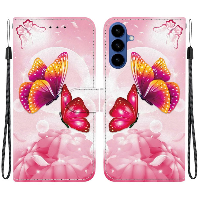 Housse Samsung Galaxy A37 Papillon Rose avec Dragonne