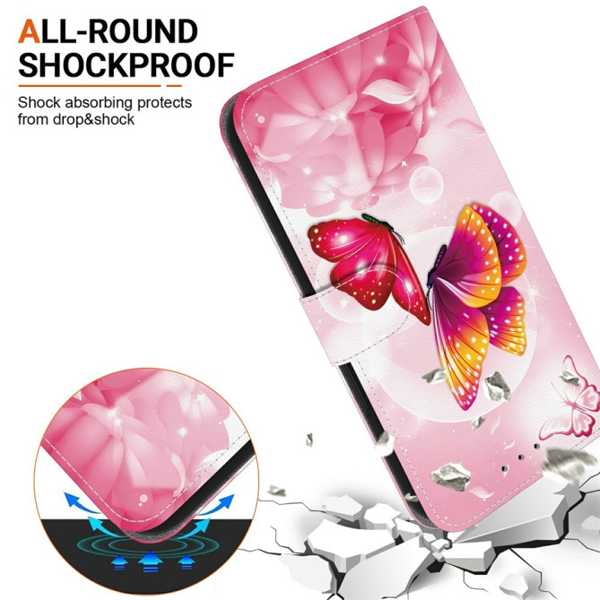 Housse Samsung Galaxy A37 Papillon Rose avec Dragonne