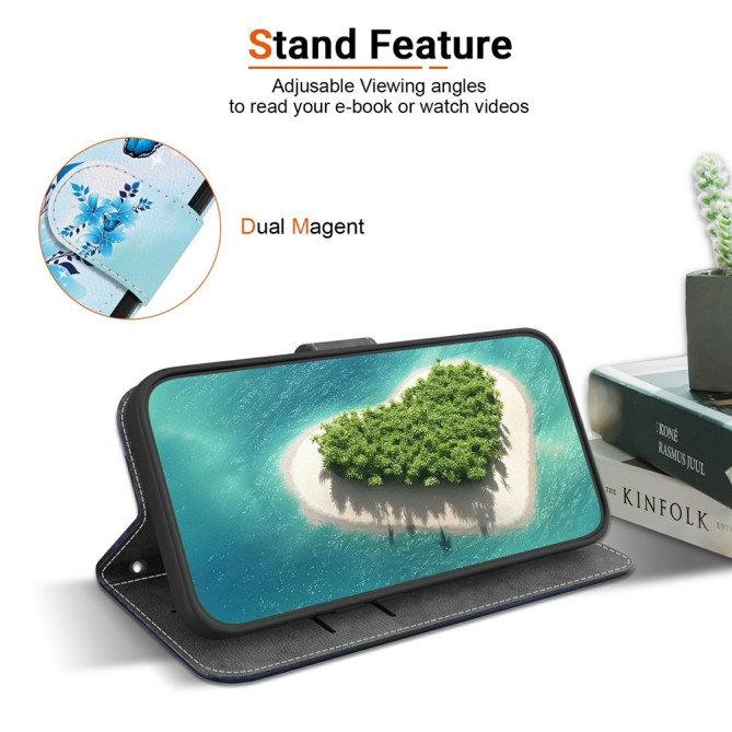 Housse Samsung Galaxy A37 Papillon Bleu avec Dragonne