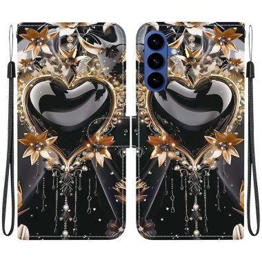 Housse Samsung Galaxy A37 Noir et Or Support Dragonne ALBA