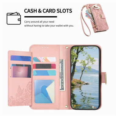 Housse Samsung Galaxy A37 Floral Fermeture Éclair