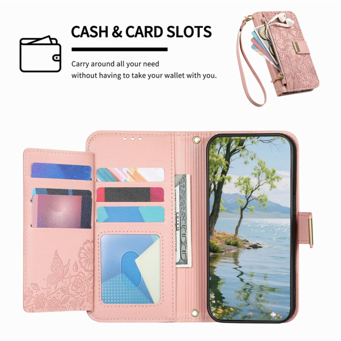 Housse Samsung Galaxy A37 Floral Fermeture Éclair