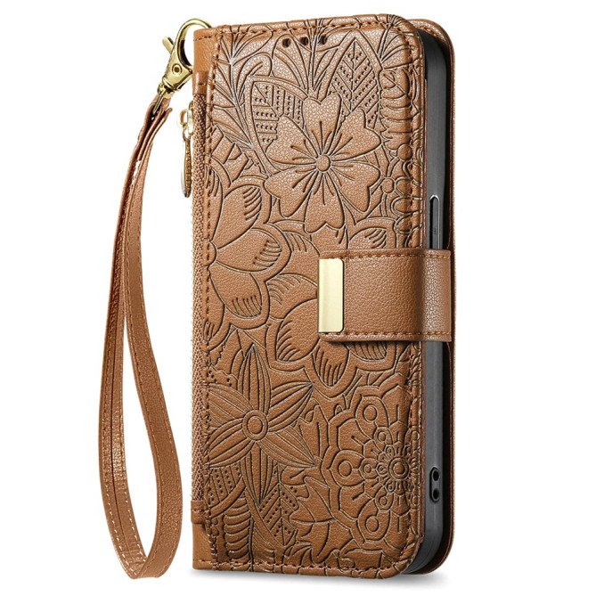 Housse Samsung Galaxy A37 Floral Fermeture Éclair