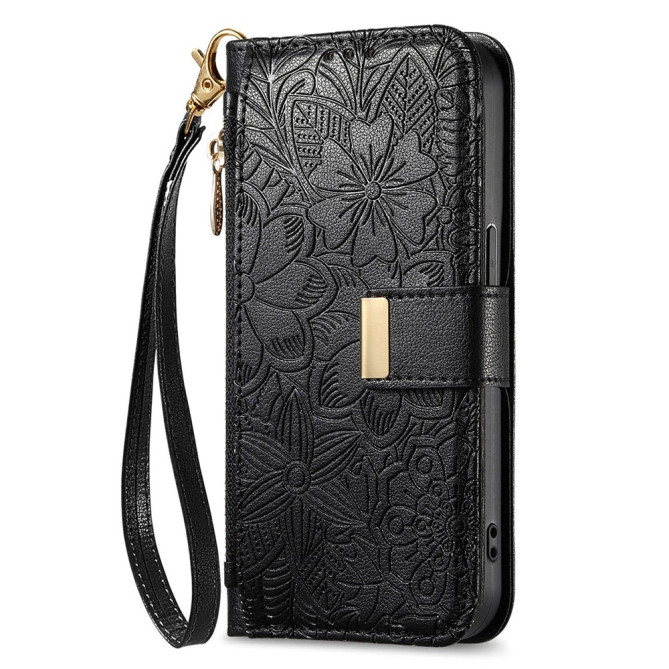 Housse Samsung Galaxy A37 Floral Fermeture Éclair