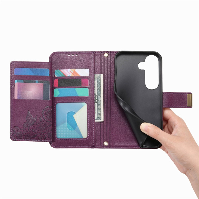 Housse Samsung Galaxy A37 Floral Fermeture Éclair