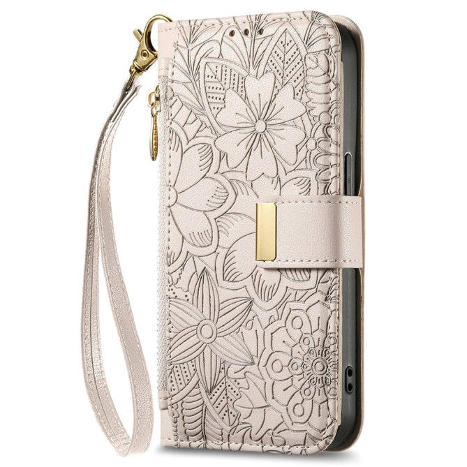 Housse Samsung Galaxy A37 Floral Fermeture Éclair