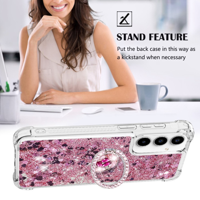 Coque Samsung Galaxy A37 Cœur Rose Doré avec Support