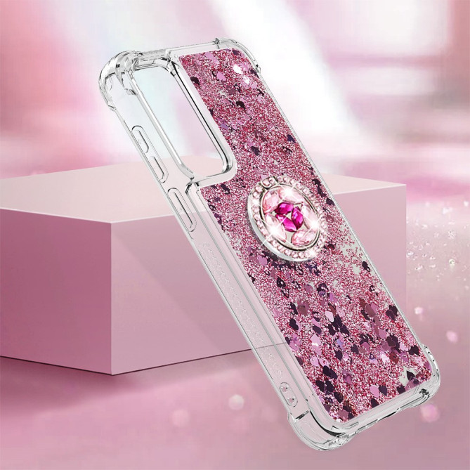 Coque Samsung Galaxy A37 Cœur Rose Doré avec Support
