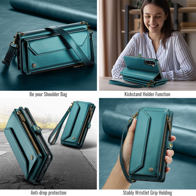 Housse Samsung Galaxy A37 CASEME Simili Cuir Fermeture Éclair ALBA