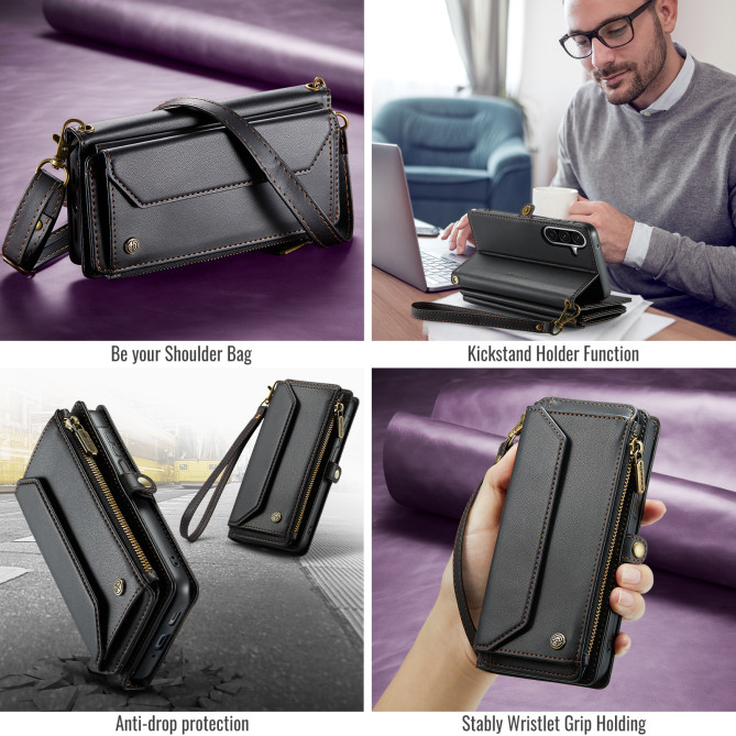 Housse Samsung Galaxy A37 CASEME Simili Cuir Fermeture Éclair ALBA