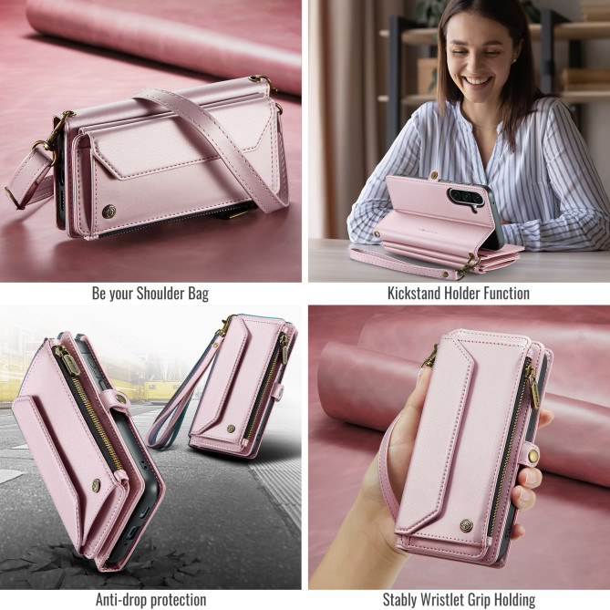 Housse Samsung Galaxy A37 CASEME Simili Cuir Fermeture Éclair ALBA