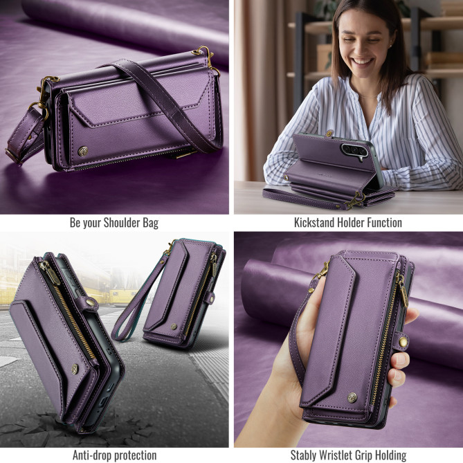 Housse Samsung Galaxy A37 CASEME Simili Cuir Fermeture Éclair ALBA