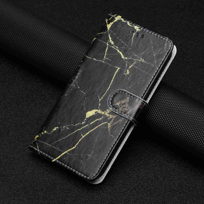 Housse Samsung Galaxy A37 Marbre Noir/Or avec Support