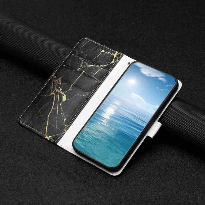 Housse Samsung Galaxy A37 Marbre Noir/Or avec Support
