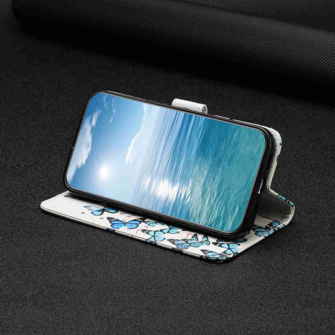 Housse Samsung Galaxy A37 Papillon Bleu avec Support