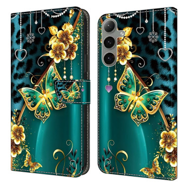 Housse Samsung Galaxy A37 Papillon Fleurs Dorées avec Support