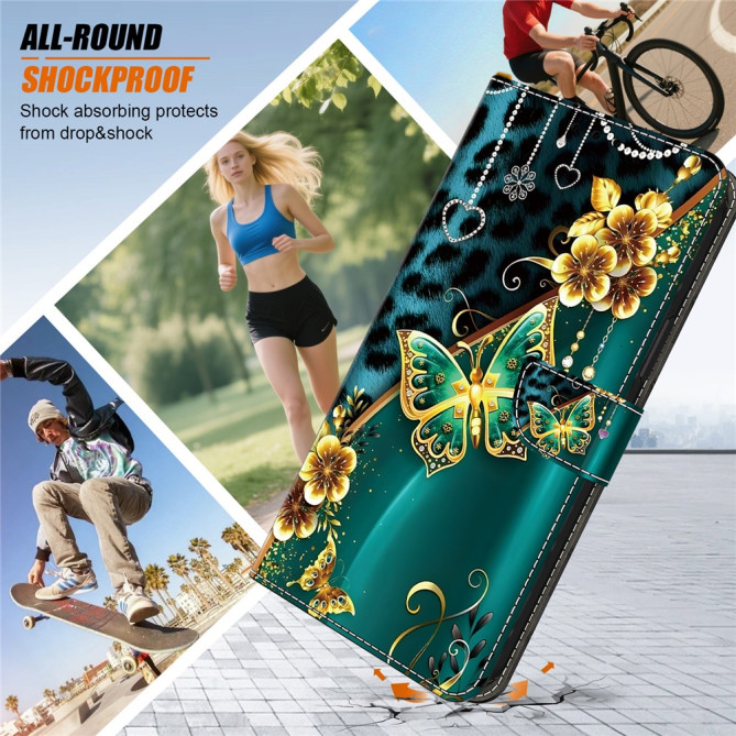 Housse Samsung Galaxy A37 Papillon Fleurs Dorées avec Support