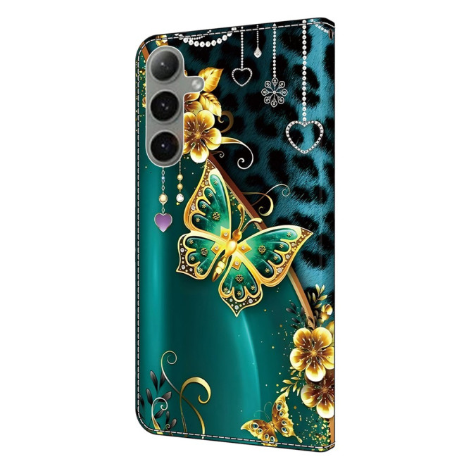 Housse Samsung Galaxy A37 Papillon Fleurs Dorées avec Support