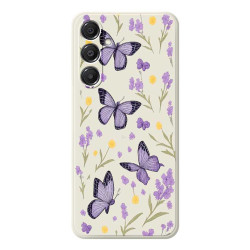 Coque Samsung Galaxy A37 Papillons Violets Beige