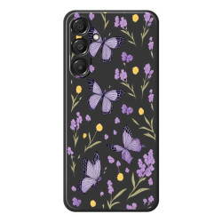 Coque Samsung Galaxy A37 Papillons Violets Noir