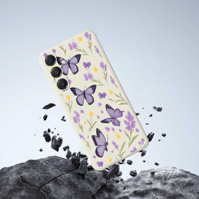 Coque Samsung Galaxy A37 Papillons Violets Noir