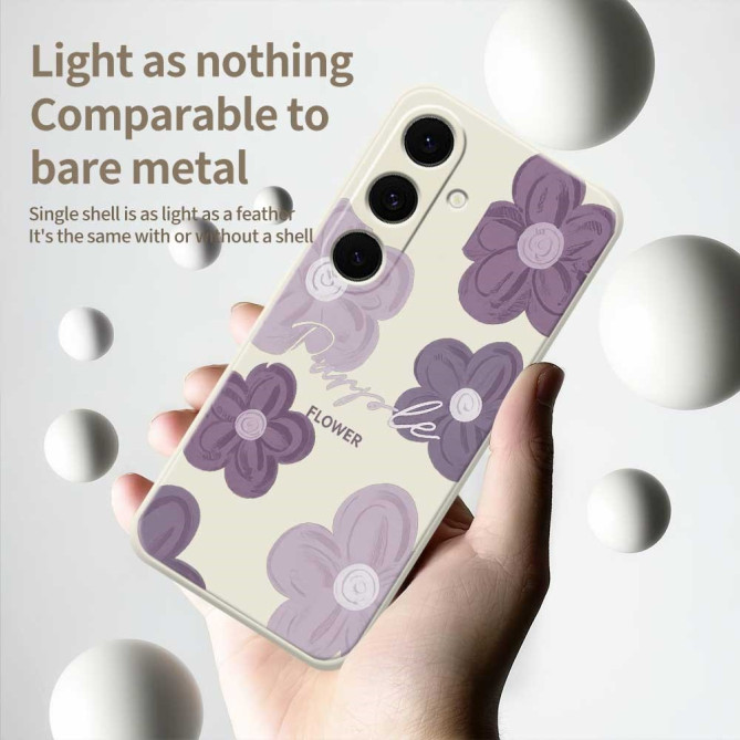 Coque Samsung Galaxy A37 Fleur Violette Beige