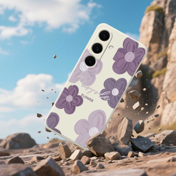 Coque Samsung Galaxy A37 Fleur Violette Noir