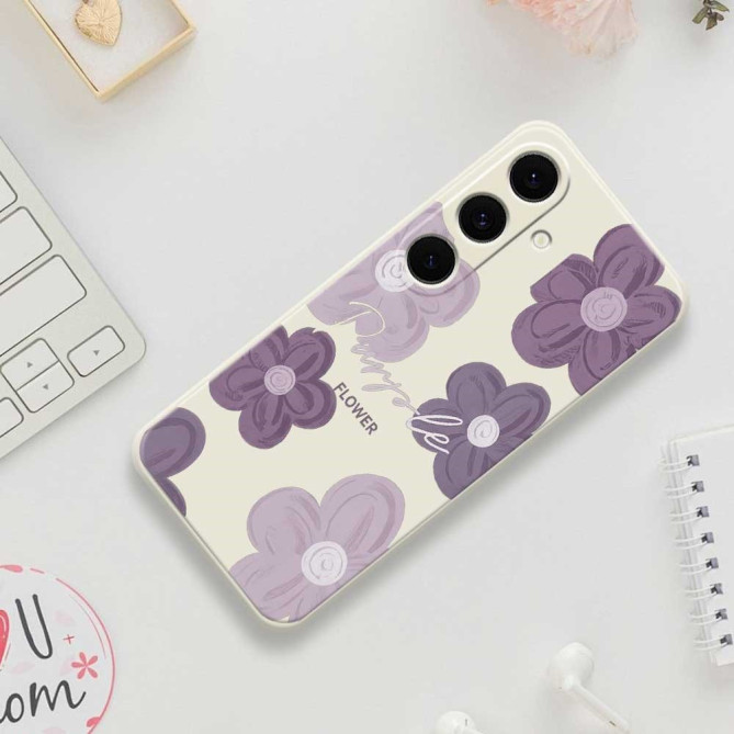 Coque Samsung Galaxy A37 Fleur Violette Noir