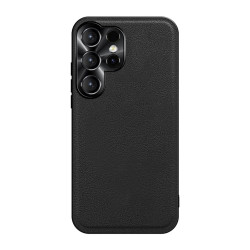 Coque Samsung Galaxy S26 Ultra Hybride Simili Cuir avec Cadre d'Objectif Métallique