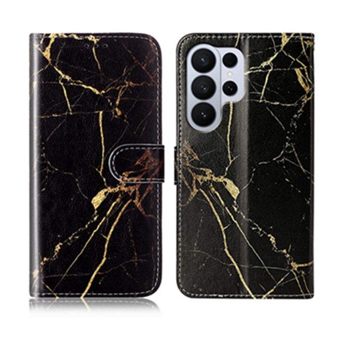 Housse Samsung Galaxy S26 Ultra Marbre Noir/Or avec Support