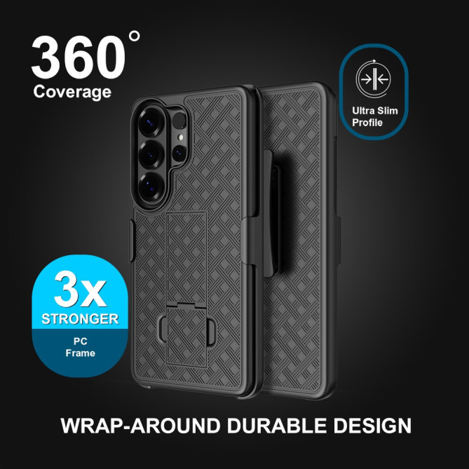 Coque Samsung Galaxy S26 Ultra intégrale avec clip ceinture avec Support CLEA