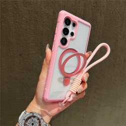 Coque Samsung Galaxy S26 Ultra Transparente avec Support Rotatif et Dragonne