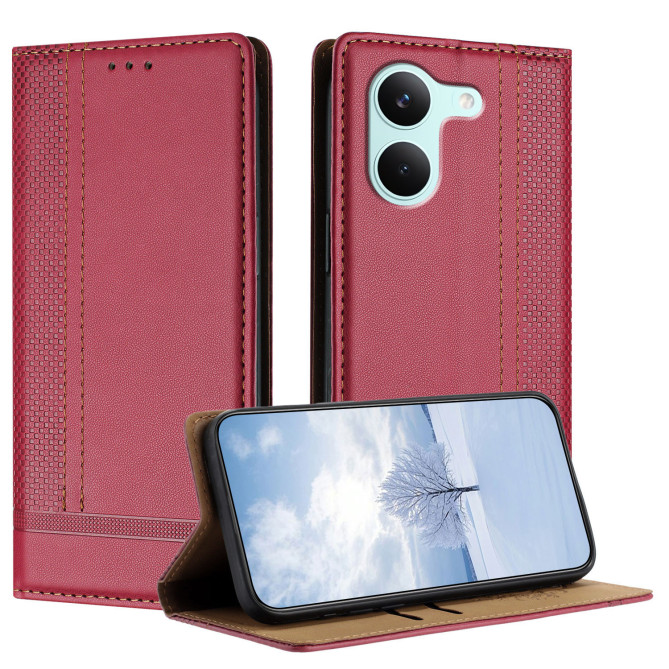 Flip Cover POCO X8 Pro Lignes Structurées avec Porte-Cartes