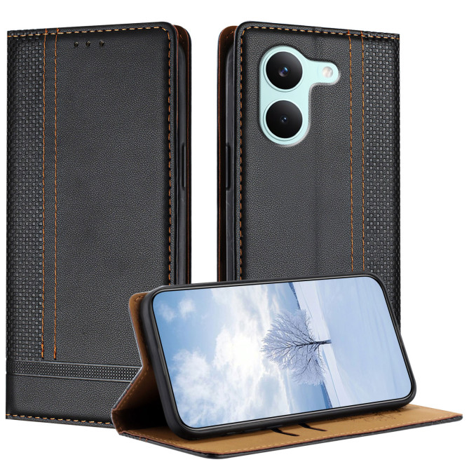 Flip Cover POCO X8 Pro Lignes Structurées avec Porte-Cartes