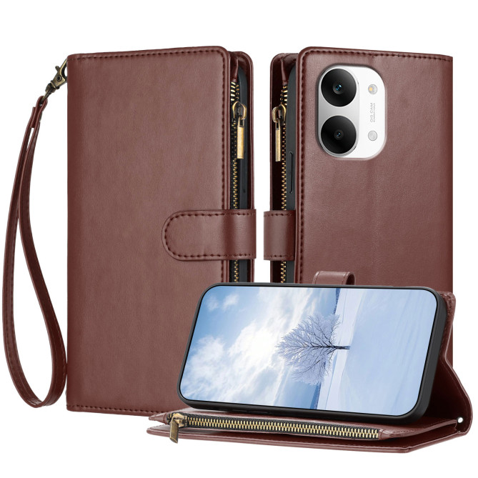 Housse POCO X8 Pro Max Zippée Portefeuille Support Bandoulière
