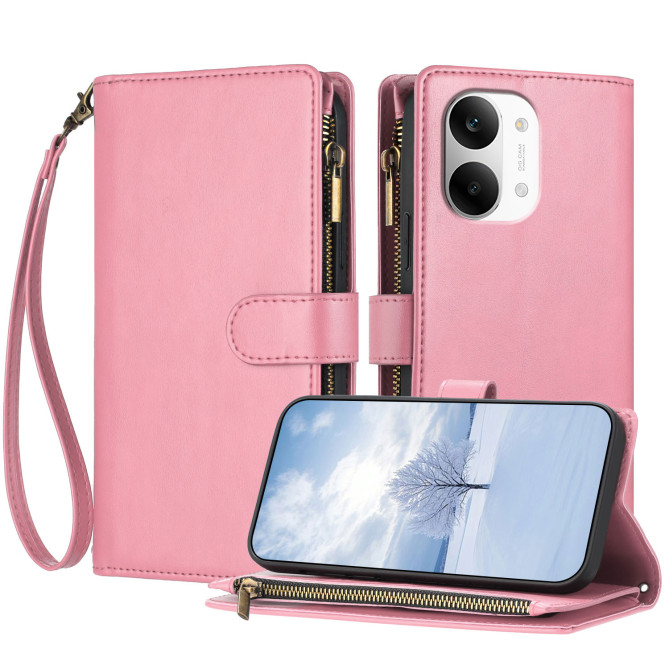 Housse POCO X8 Pro Max Zippée Portefeuille Support Bandoulière