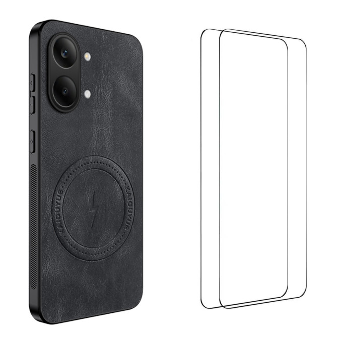 Coque POCO X8 Pro Max Nappa Magnétique avec 2 Verres Trempés