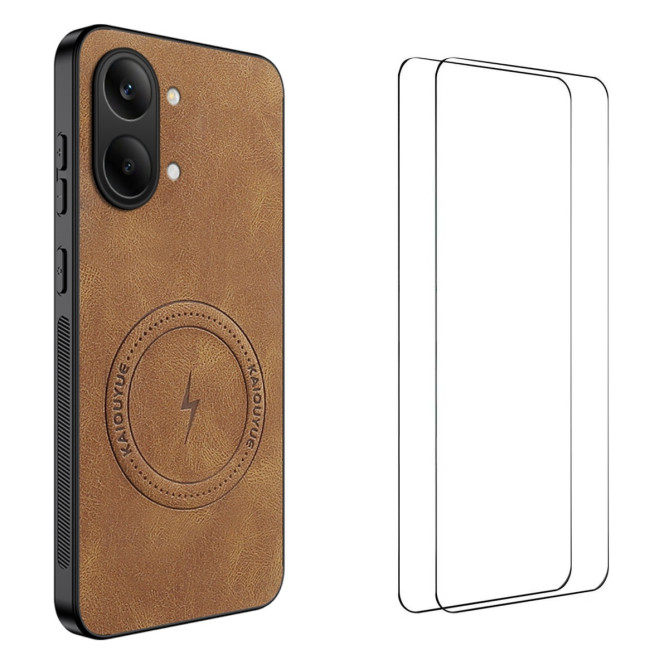 Coque POCO X8 Pro Max Nappa Magnétique avec 2 Verres Trempés