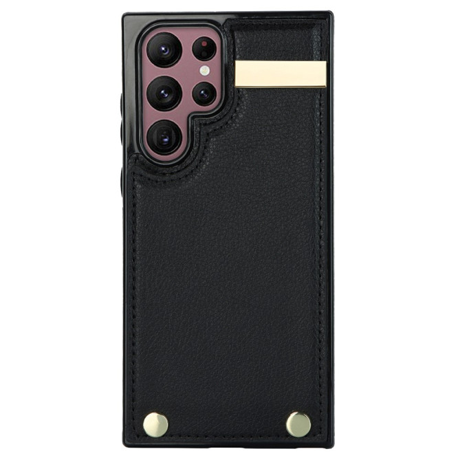 Coque Samsung Galaxy S26 Ultra Porte-cartes en Simili Cuir avec Détails Métalliques
