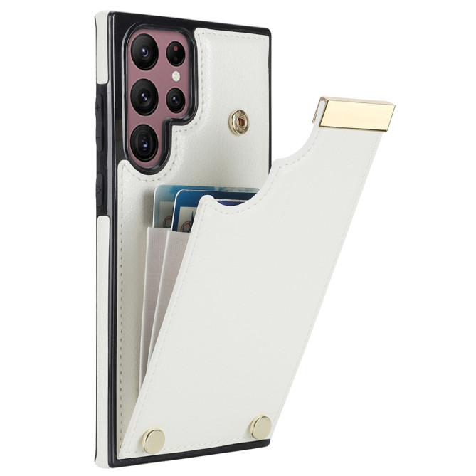 Coque Samsung Galaxy S26 Ultra Porte-cartes en Simili Cuir avec Détails Métalliques