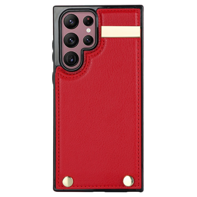 Coque Samsung Galaxy S26 Ultra Porte-cartes en Simili Cuir avec Détails Métalliques