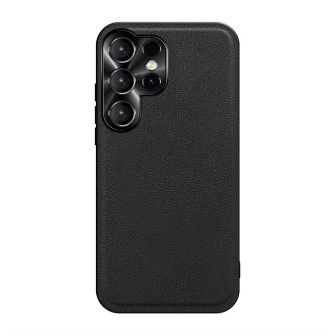 Coque Samsung Galaxy S26 Ultra Hybride Simili Cuir avec Cadre d'Objectif Métallique