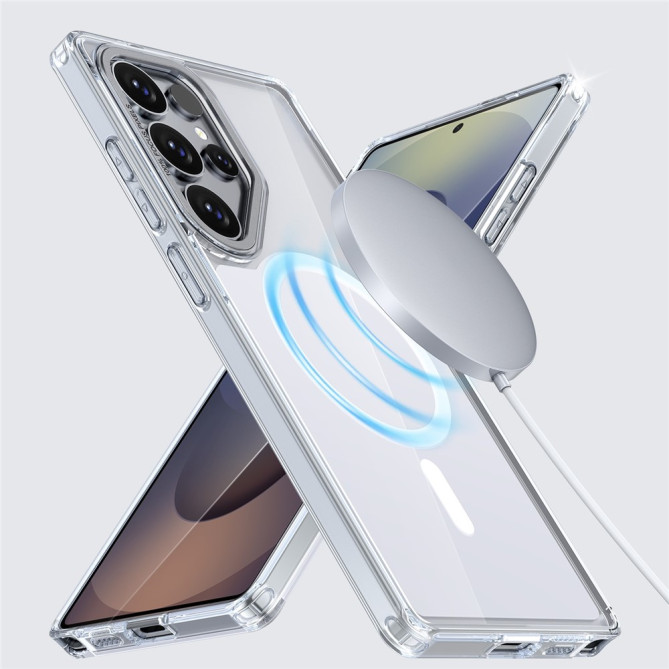 Coque Samsung Galaxy S26 Ultra Transparente Magnétique à Contour Métallique