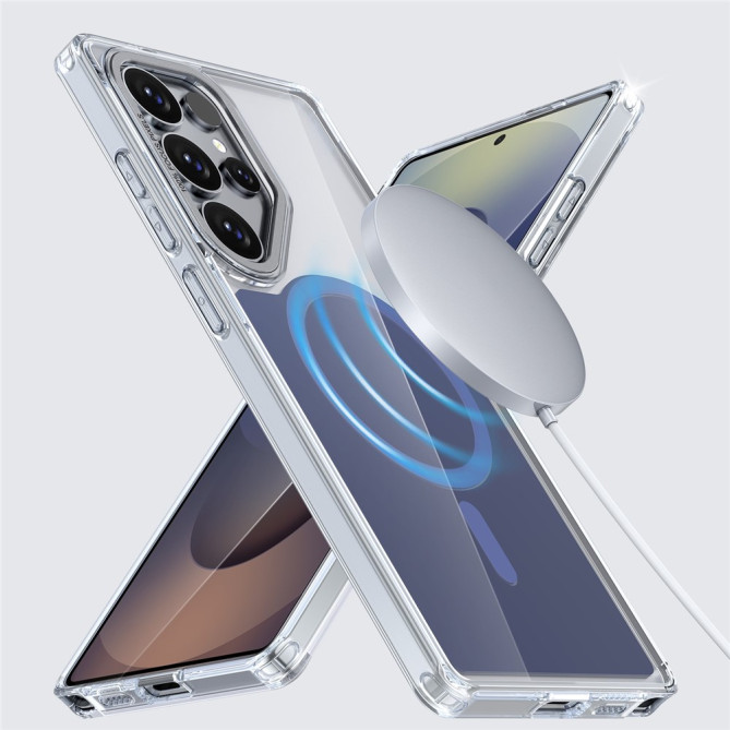 Coque Samsung Galaxy S26 Ultra Transparente Magnétique à Contour Métallique