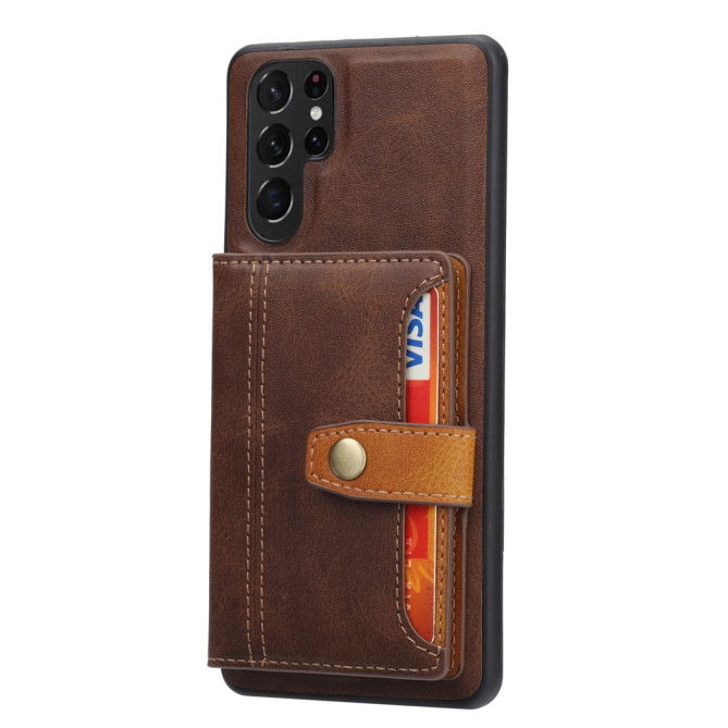 Coque Samsung Galaxy S26 Ultra Simili Cuir avec Porte-cartes et Support