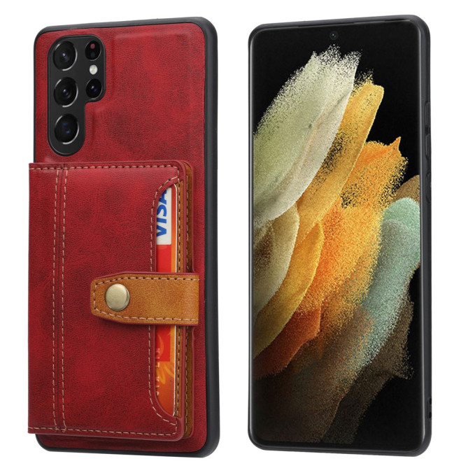 Coque Samsung Galaxy S26 Ultra Simili Cuir avec Porte-cartes et Support