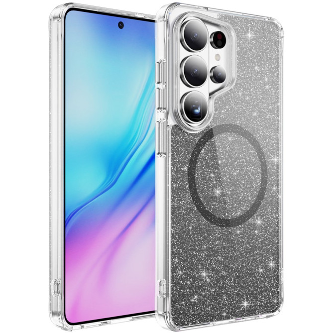 Coque Samsung Galaxy S26 Ultra Pailletée Magnétique avec Boutons Métalliques