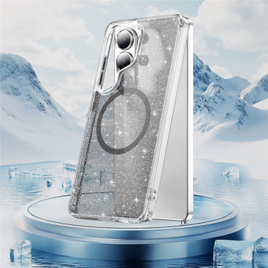 Coque Samsung Galaxy S26 Ultra Pailletée Magnétique avec Boutons Métalliques